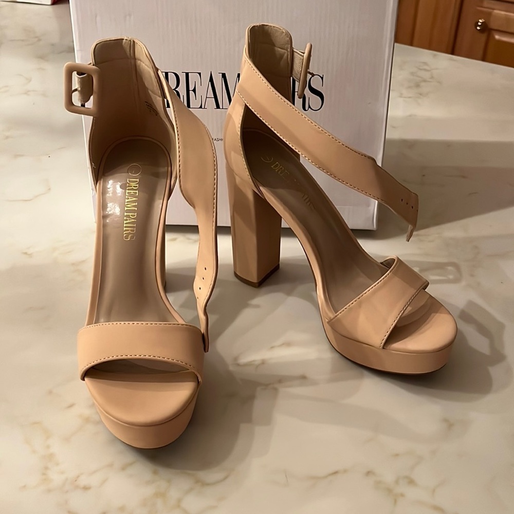 Chunky nude heels. Brand new in box!
